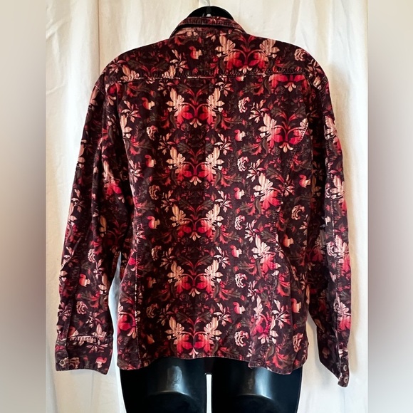 Eddie Bauer Women's Sz XXL Corduroy Button Down Fall Leaf Pattern Top - Picture 2 of 7